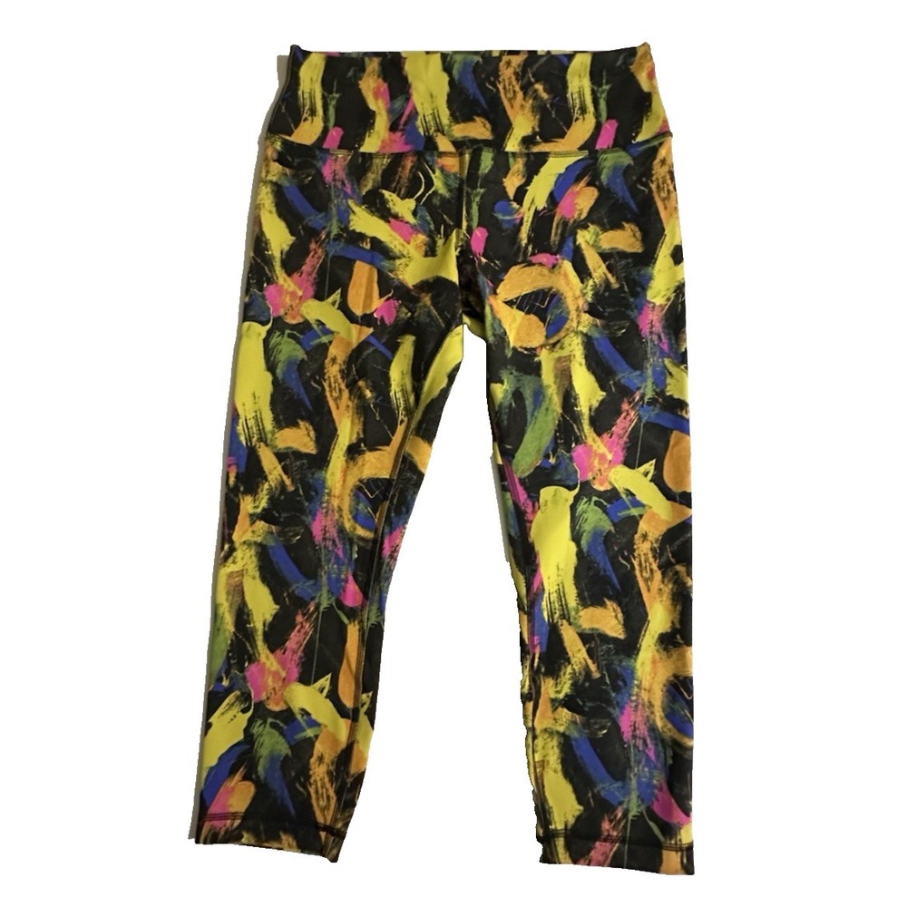 Lululemon Wunder Train High Rise Crop 23" Undertone Black Multi Size 14